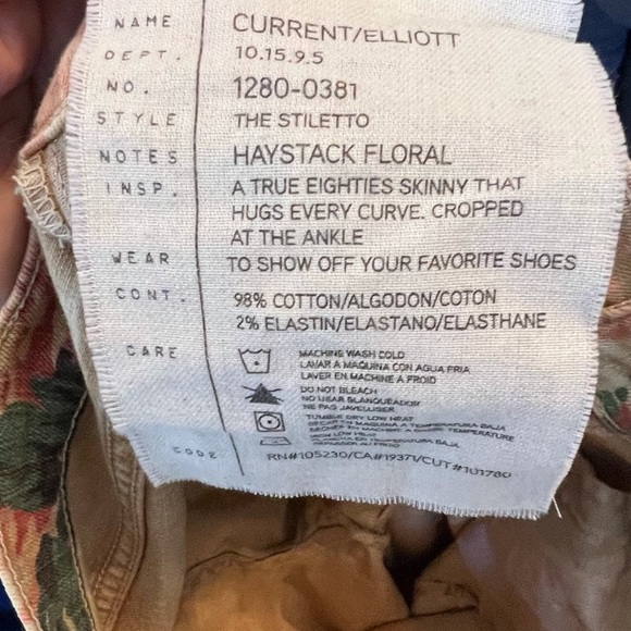 Current Elliott Haystack Floral Jeans‎ in the Stiletto - Picture 7 of 7